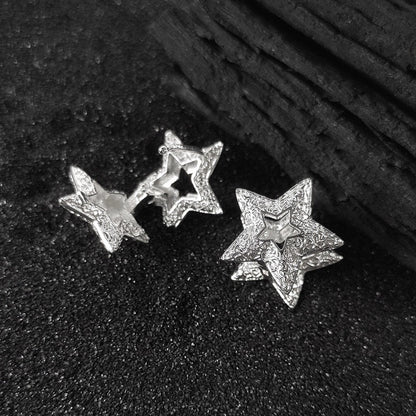 Korean Style Tang Grass Pattern 925 Silver Lucky Star Earrings for Women New Simple Fashion Trendy Personality Exquisite