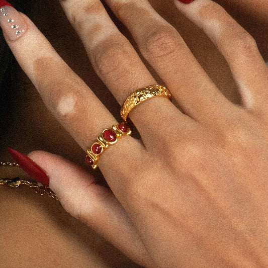 Tiger Eye Stone Titanium Steel Ring Non-Fading Stainless Steel Agate Jewelry for Women High-End Rings