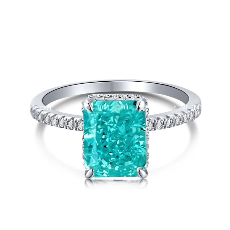 High Carbon Diamond Jewelry S925 Sterling Silver Heavy Craft Ring for Women 8A Zircon Square Ice Flower Cut Gemstone Ring