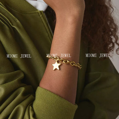 Five-Pointed Star Stainless Steel Necklace Light Luxury Niche Jewelry for Women High-End Titanium Steel Bracelet Accessories