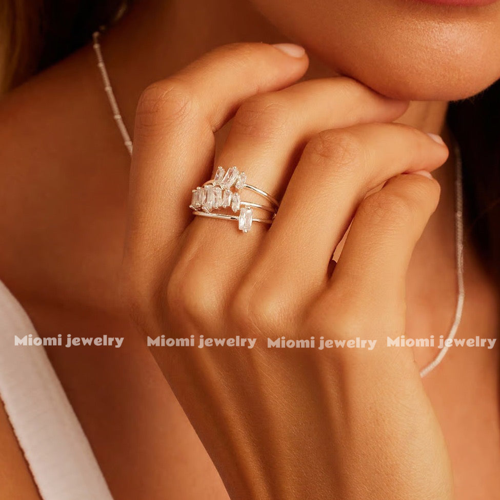 S925 silver gold ring zircon jewelry