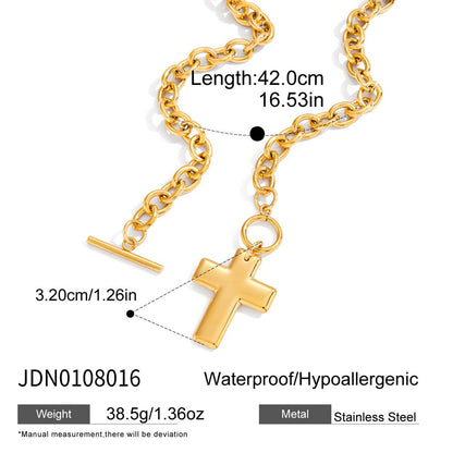 Titanium Steel Cross Necklace Light Luxury High-end OT Buckle Clavicle Chain Non-fading Stainless Steel Jewelry for Women
