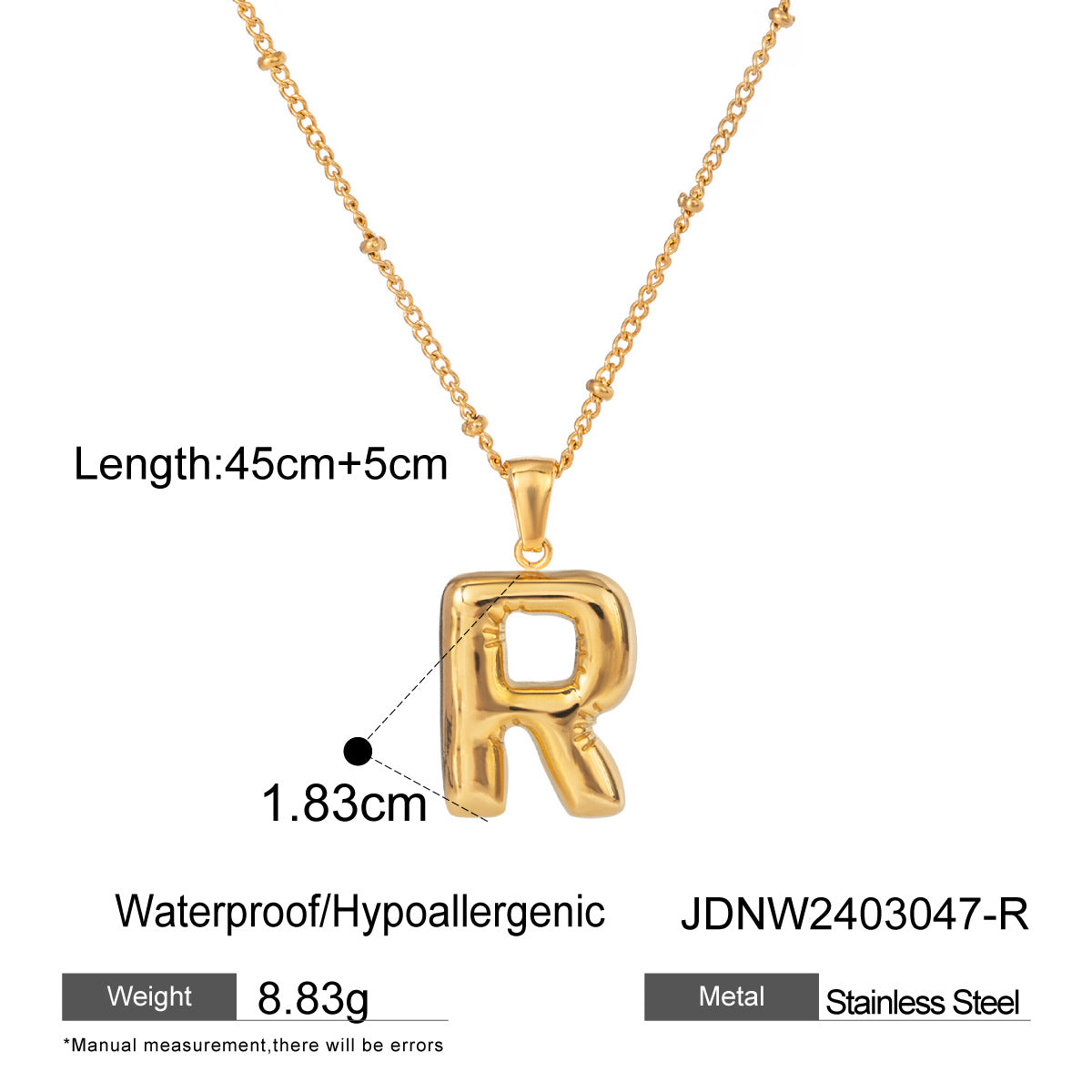Stainless Steel Letter Necklace Pendant High-End Clavicle Chain Titanium Steel Jewelry Necklace