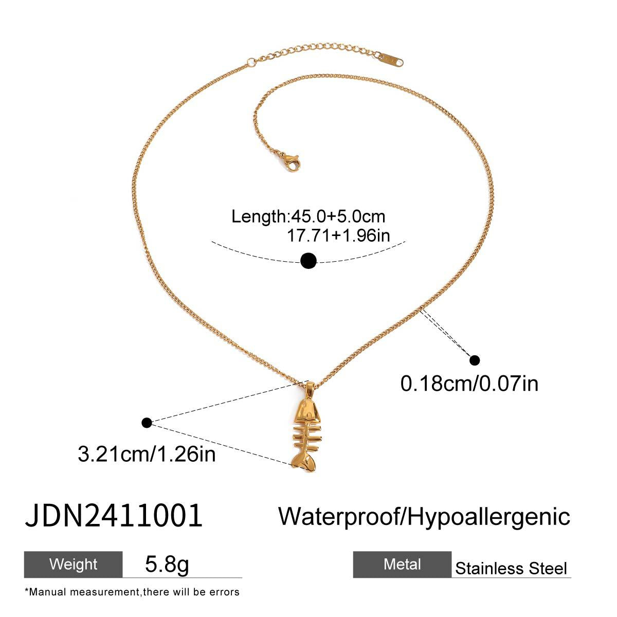 Stainless Steel Fishbone Pendant Necklace High-End Collarbone Chain Titanium Steel Jewelry Necklace