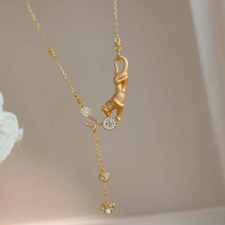 Brushed Craft Leopard Lucky Wealth Necklace Light Luxury High-end Exquisite Niche Versatile