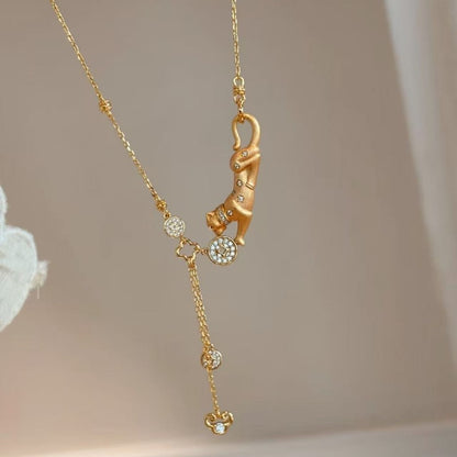 Brushed Craft Leopard Lucky Wealth Necklace Light Luxury High-end Exquisite Niche Versatile