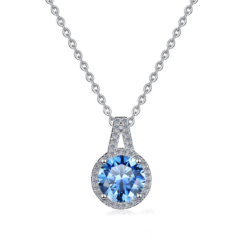 925 Sterling Silver Moissanite Pendant Clavicle Chain V-shaped Round Versatile Round Moissanite Necklace