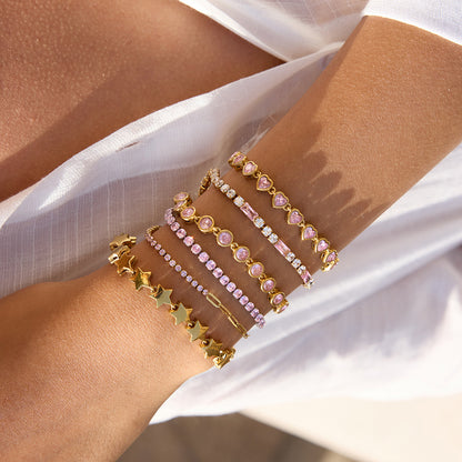 Titanium Steel Heart Zircon Bracelet Light Luxury High-End Jewelry Stainless Steel Accessories Layered Wear Hot Item