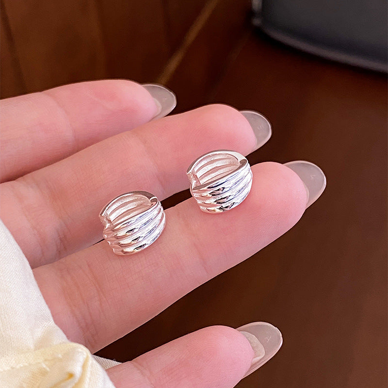 S925 Sterling Silver Korean Style Line Earrings Multi-layer Striped Minimalist Elegant Ins Ear Piercing Versatile Earrings