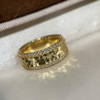 Pure Silver S925 CNC Craft Ice Crush Ring Sparkling Simple Exquisite High-end Fashion