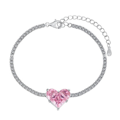 S925 Sterling Silver Bracelet for Women with Heart Zircon Inlay, Exquisite Tennis Bracelet for Women, Business Jewelry