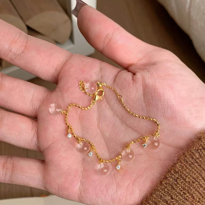 Sterling Silver S925 Natural Double A White Crystal Bracelet Necklace Set High-End Light Luxury Versatile Style Niche Design