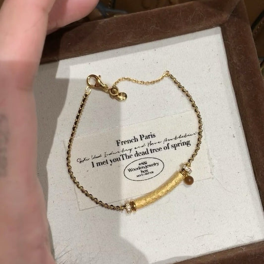 Pure Silver S925 Tiger Eye Stone Smile Black Gold Bracelet Necklace Simple High-end Exquisite Versatile Braided Collarbone Chain