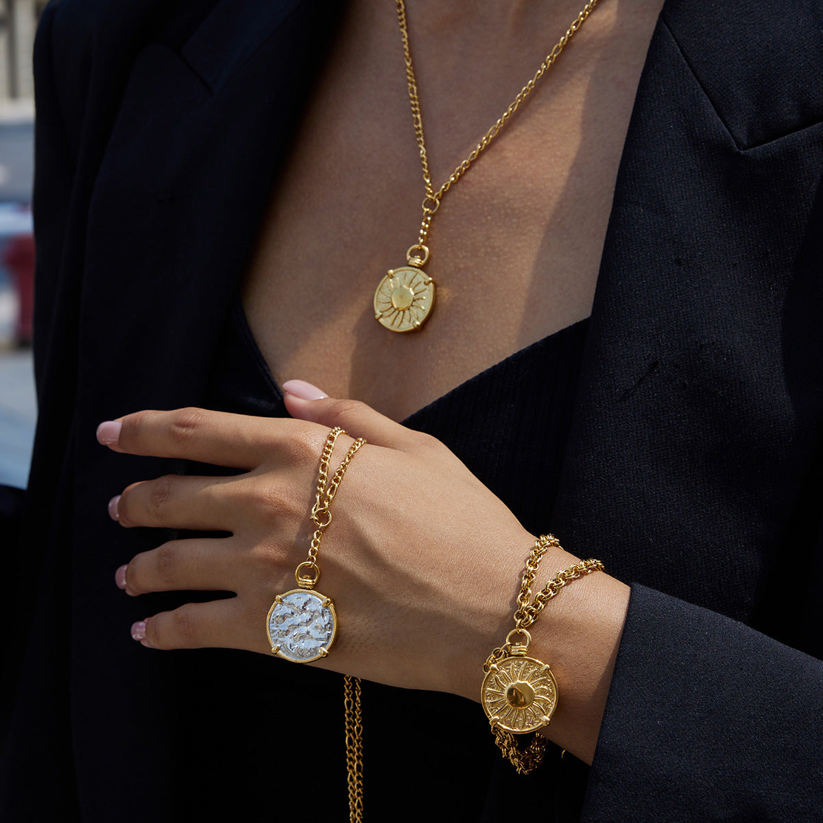 Original Coin Series Titanium Steel Necklace Retro Light Luxury Bracelet Stainless Steel Jewelry High-end Jewelry