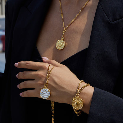 Original Coin Series Titanium Steel Necklace Retro Light Luxury Bracelet Stainless Steel Jewelry High-end Jewelry