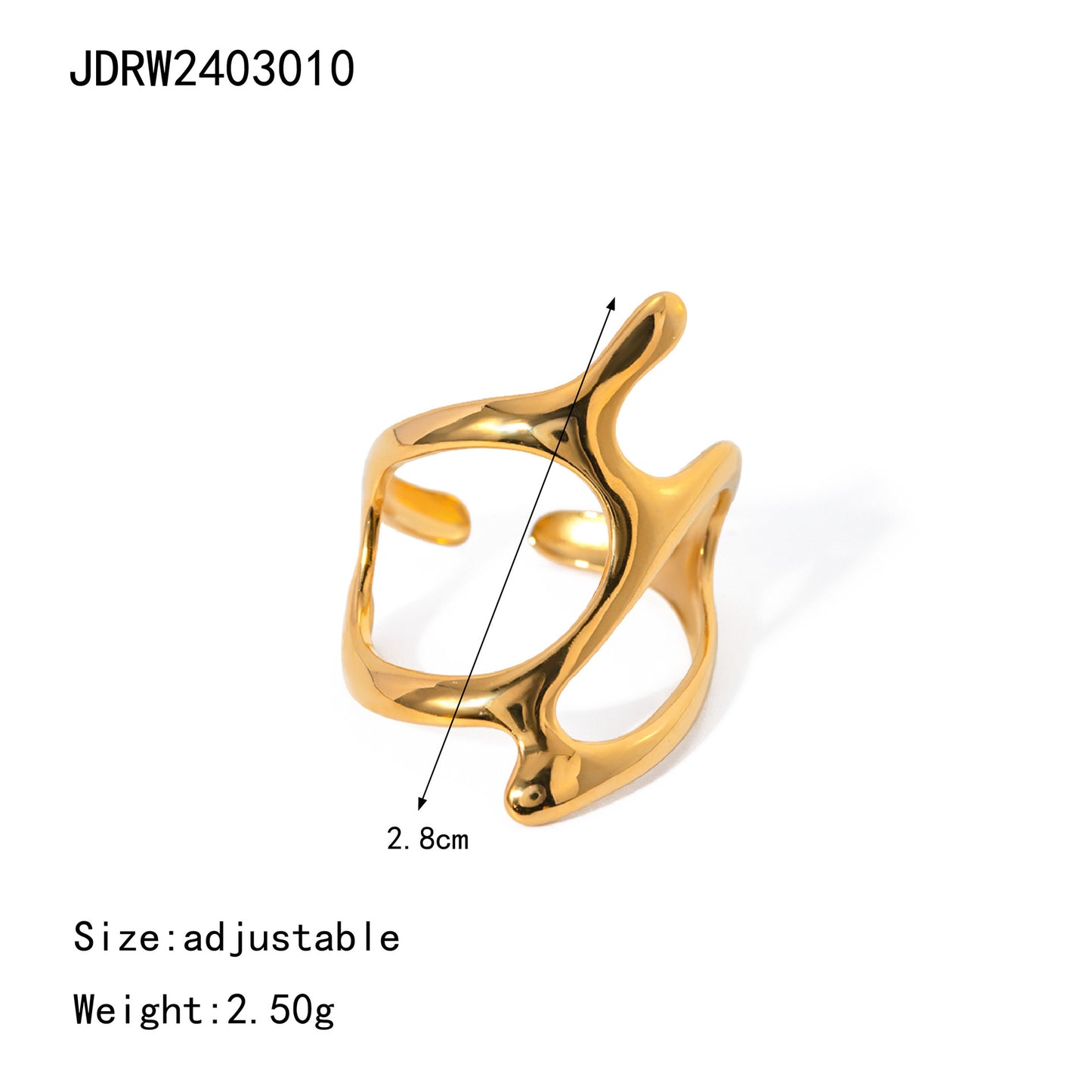 Stainless Steel Gold Exaggerated Ring High-End Ins Style Ring Jewelry Titanium Steel Rings Hand Accessories