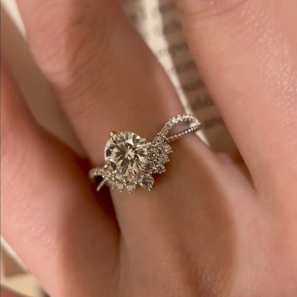 Light Luxury Style Super Sparkling Moissanite Ring for Women S925 Silver Full Diamond Set Ring Stackable Ring