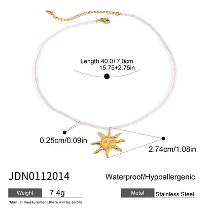 Stainless Steel Vacation Style Beaded Necklace Titanium Steel Jewelry for Women High-End Non-Fading Collarbone Chain