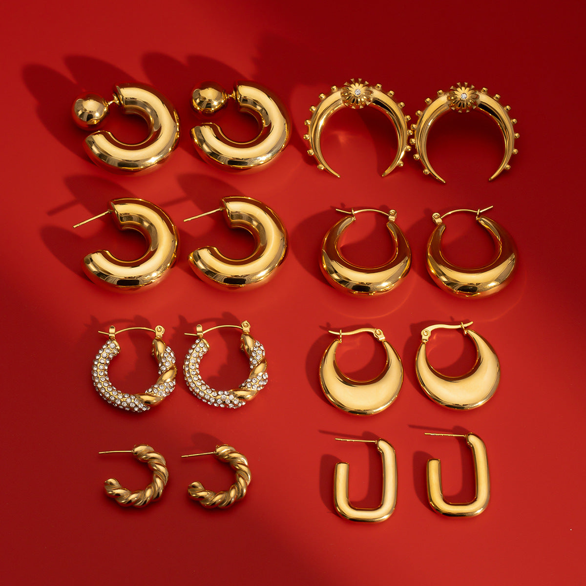 Stainless Steel Double C Earrings High-End Ins Zircon Studs Titanium Steel Ear Jewelry Earrings