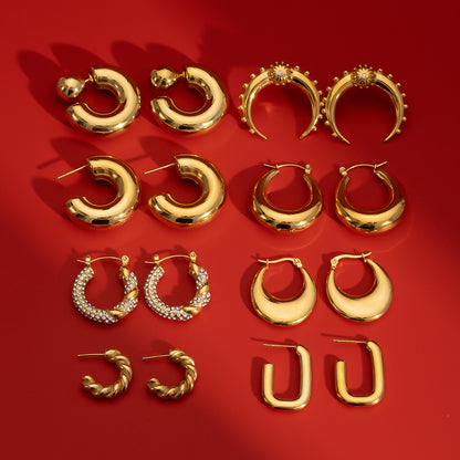 Stainless Steel Double C Earrings High-End Ins Zircon Studs Titanium Steel Ear Jewelry Earrings