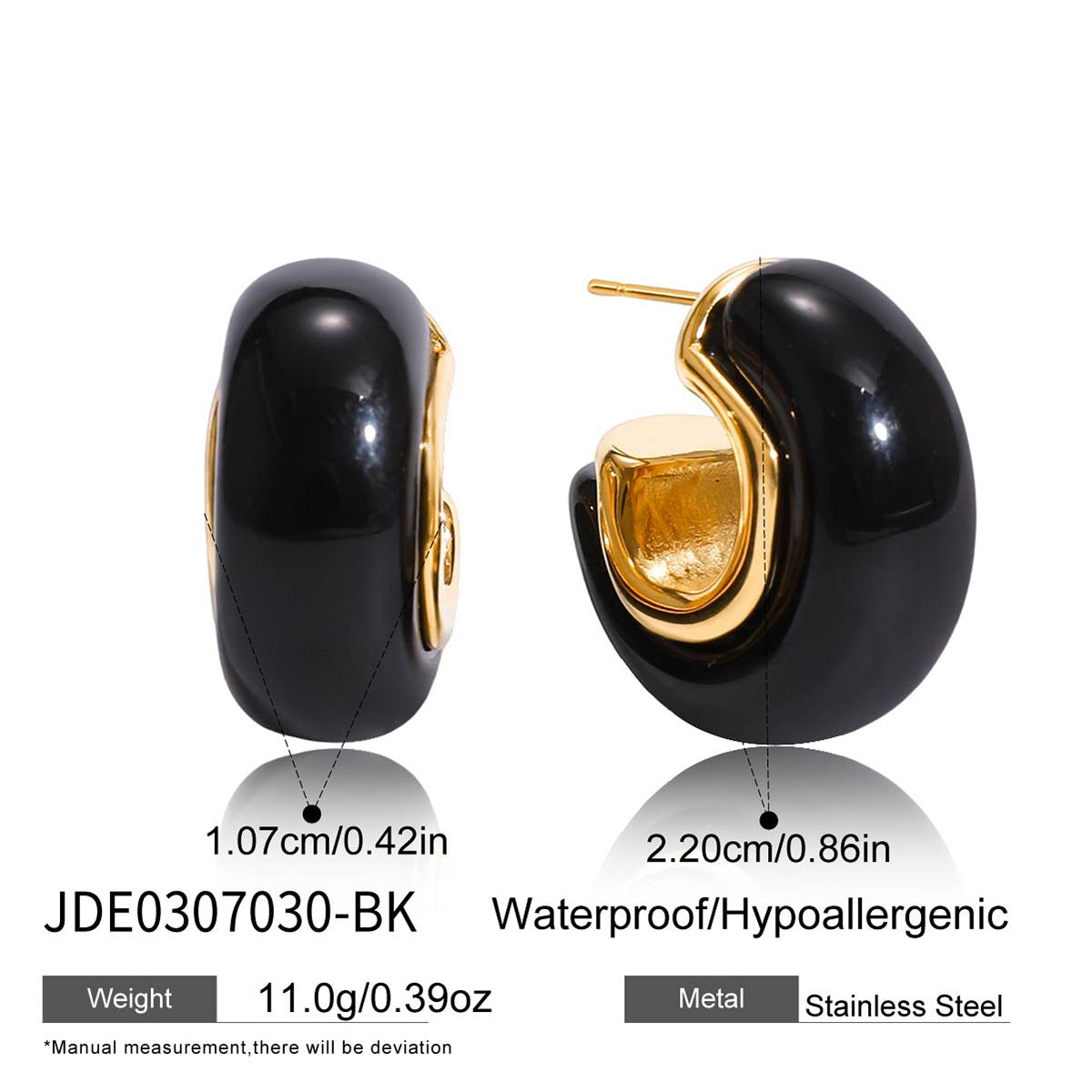 Maillard Autumn Winter Resin Earrings Niche Light Luxury Stainless Steel Studs Titanium Steel Ear Jewelry High-End Feel