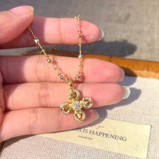 New Pure Silver S925 Cross Vajra Necklace Fairy Chain New Chinese Style National Trend Light Luxury High-end Clavicle Chain