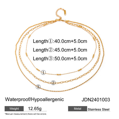 Three-layer Stacked Titanium Steel Necklace Accessories for Women, Light Luxury High-end Clavicle Chain Stainless Steel Jewelry