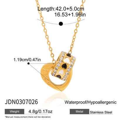 Rhinestone Titanium Steel Circle Bead Necklace Accessories for Women Collarbone Chain Non-Fading Stainless Steel Jewelry