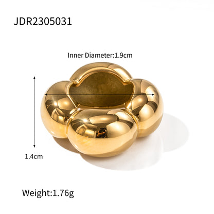 18K Gold Stainless Steel Exaggerated Ring High-End INS Light Luxury Titanium Steel Rings for Women