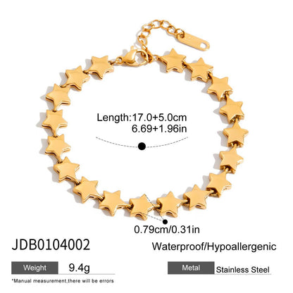 Quiet Design Classic Style 18K Gold Stainless Steel Smooth Pentagram Bracelet Stainless Steel Trendy Bracelet Jewelry
