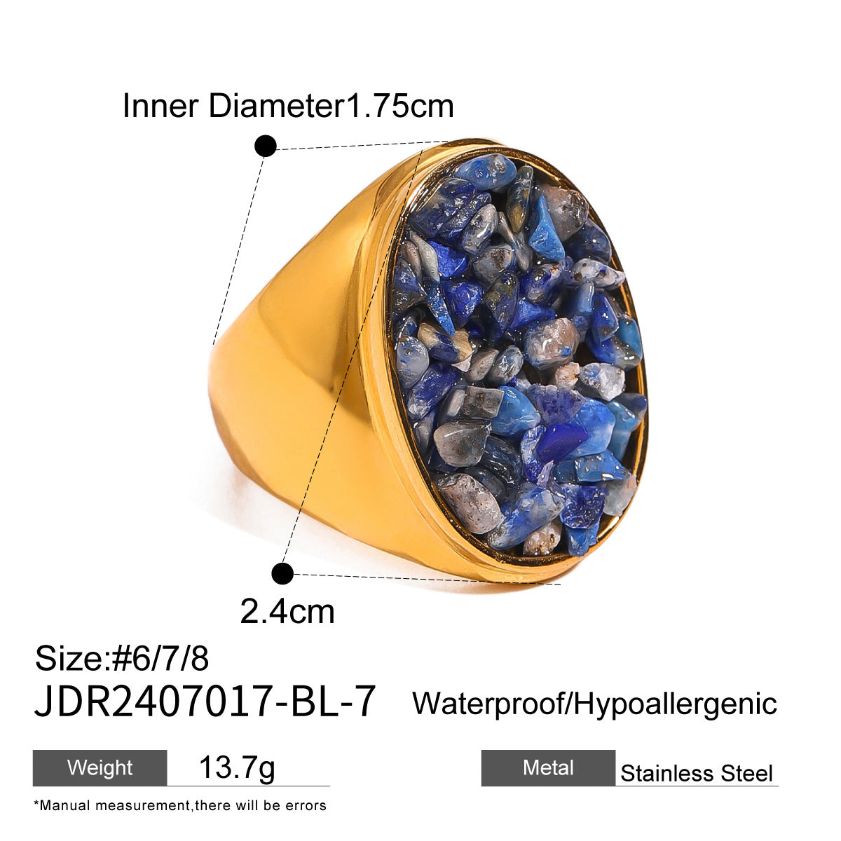 Stainless Steel Natural Stone Ring High-End Niche Ring Titanium Steel Hand Jewelry Rings