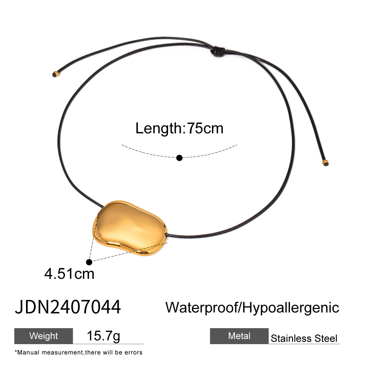 Black Rope Titanium Steel Necklace Niche Design Sense Collarbone Chain Non-Fading Hot-Selling Stainless Steel Jewelry