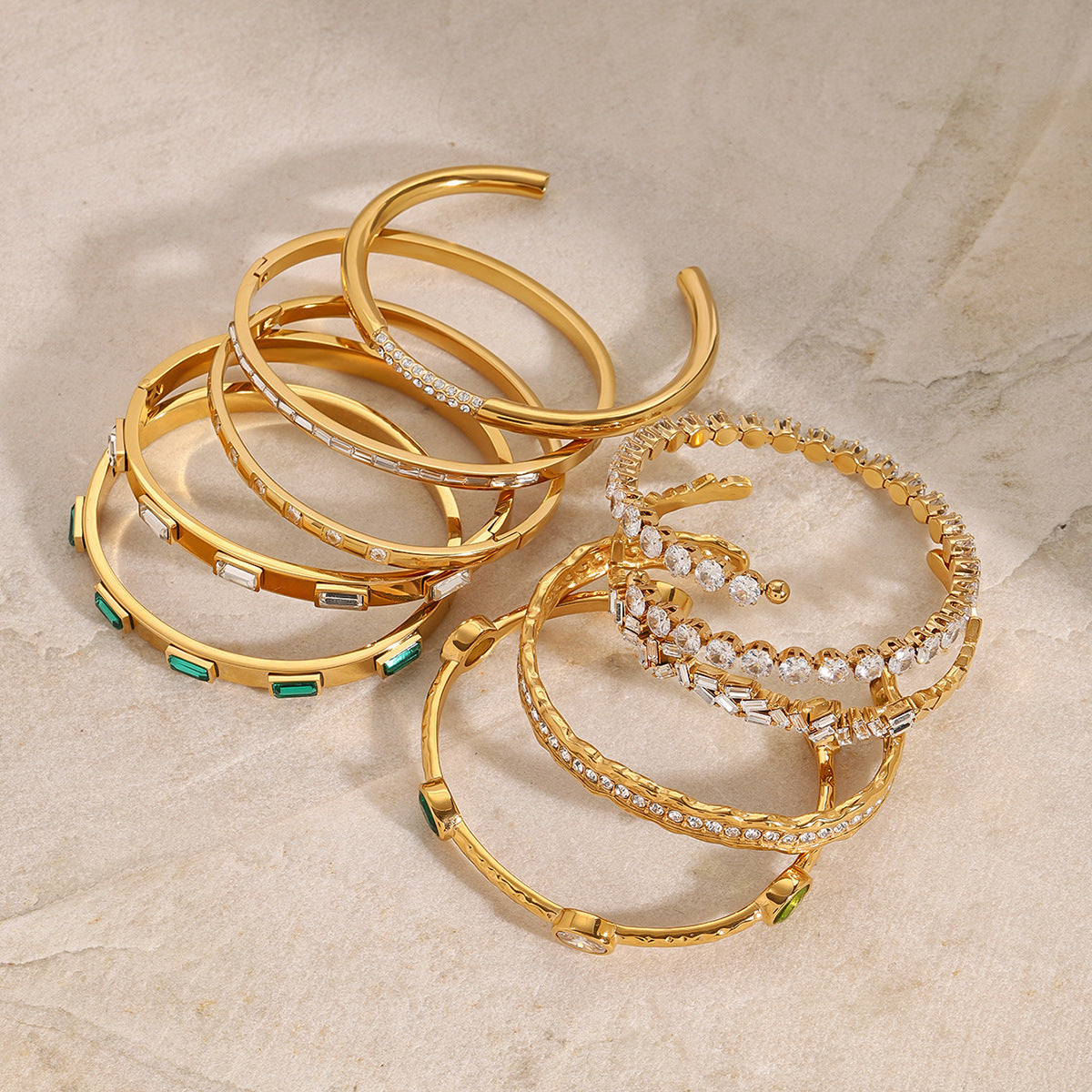 Stainless Steel Zircon Bracelet High-End Ins Open Bangle Titanium Steel Jewelry Bracelet