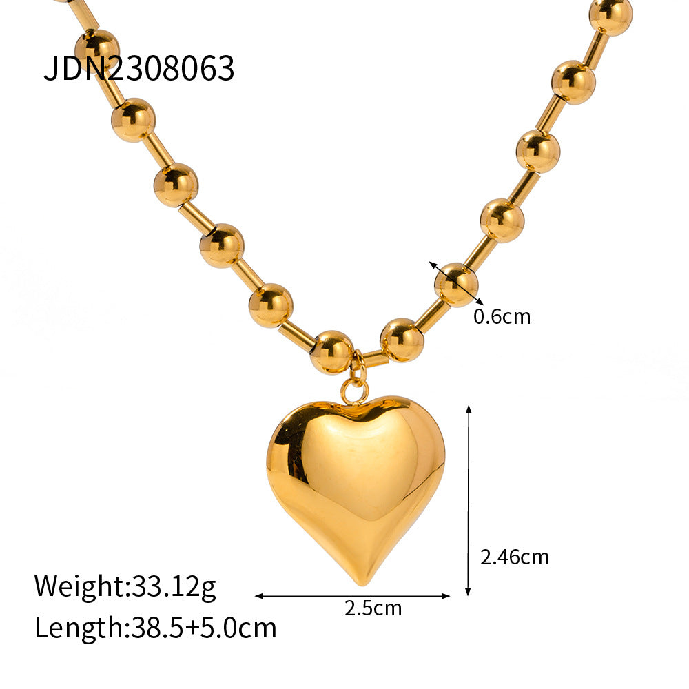 Stainless Steel Heart Pendant Necklace High-End Collarbone Chain Titanium Steel Jewelry Necklace