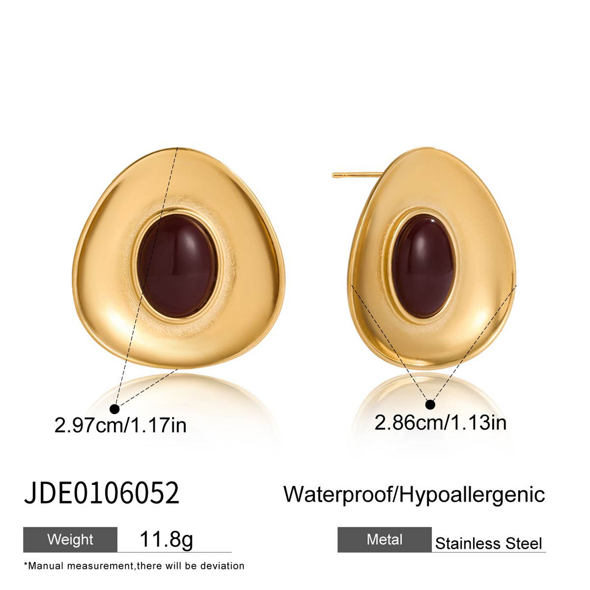 Stainless Steel Amber Resin Earrings Light Luxury High-end Earrings Non-fading Stainless Steel Ear Accessories