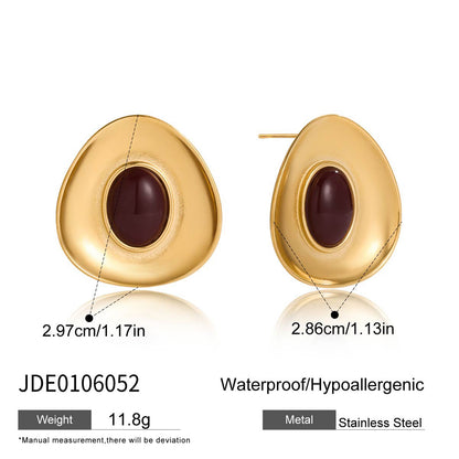 Stainless Steel Amber Resin Earrings Light Luxury High-end Earrings Non-fading Stainless Steel Ear Accessories
