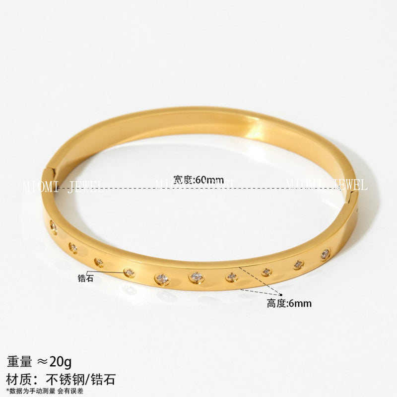 2025 New Stainless Steel Bracelet Hot-Selling Luxury High-End Micro-Paved Zirconia High-Grade Women's Bracelet