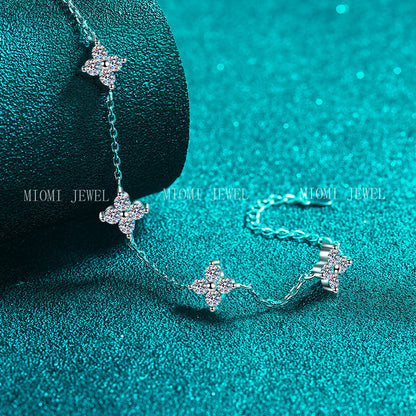 XDY925 Sterling Silver Bracelet Plated with PT950 Gold Moissanite Star Bracelet Korean Style Minimalist Fashion Hexagram Bracelet