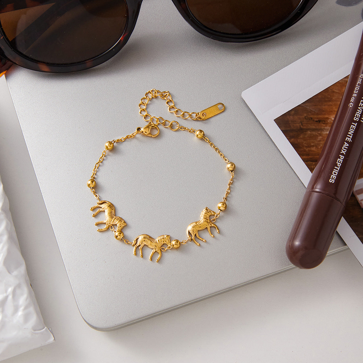 Titanium Steel Bracelet Niche Light Luxury Jewelry Non-Fading Bangle 18K Gold Stainless Steel Accessories High-End Feel