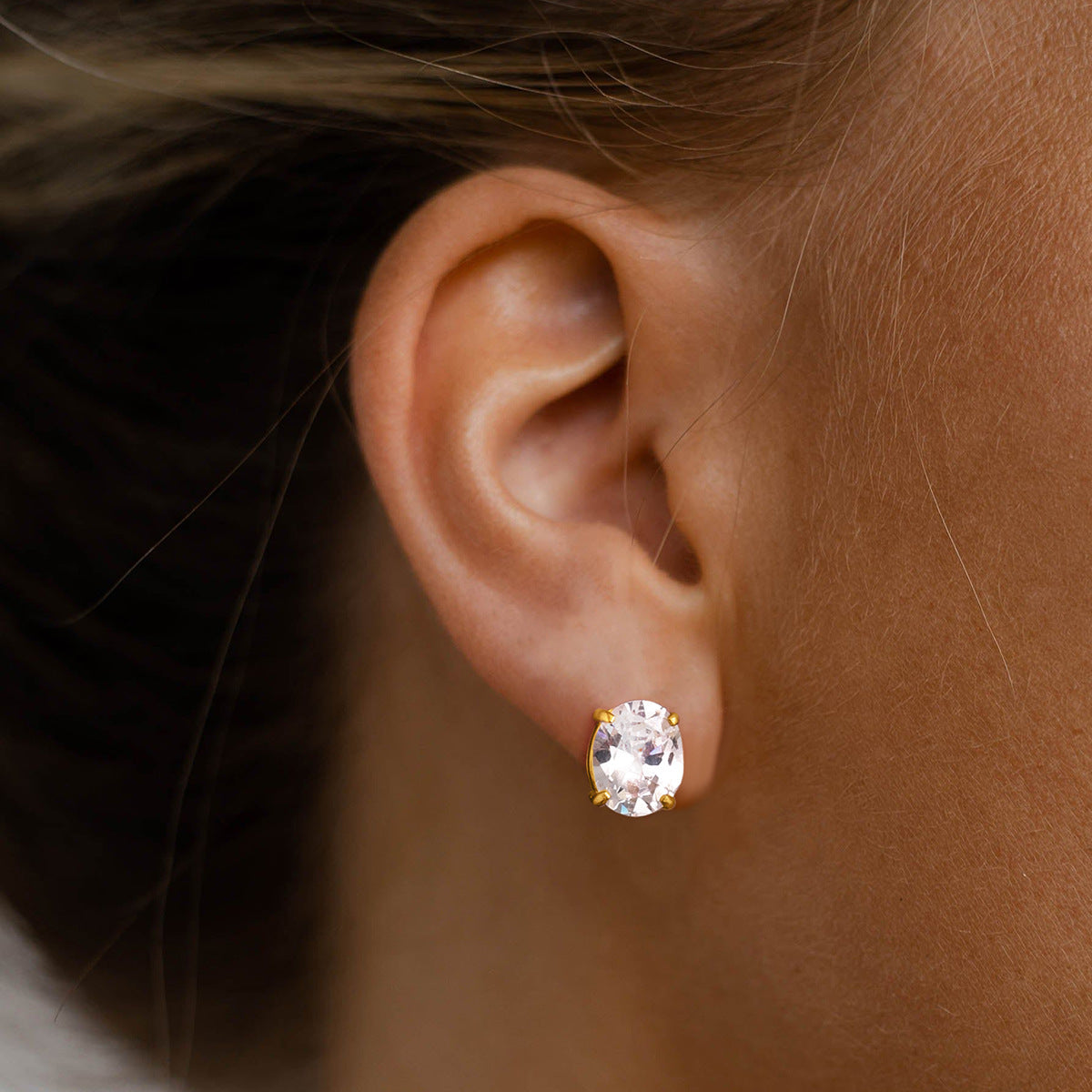 Titanium Steel Zircon Earrings Niche Simple Earrings Non-Fading 18k Gold Stainless Steel Jewelry High-End Feel