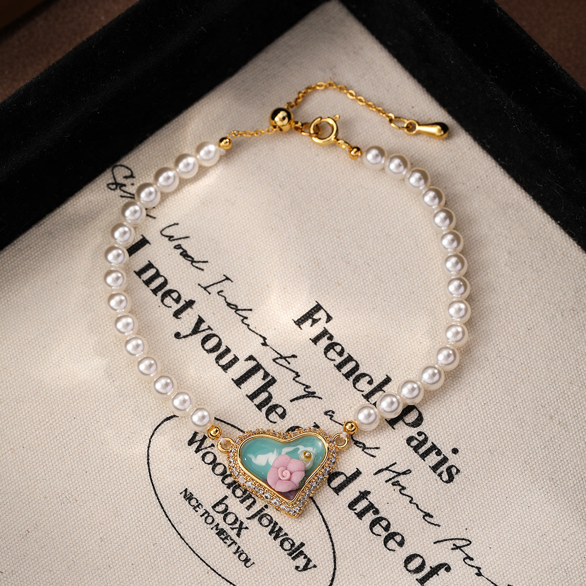NALA Oil Painting Glass Pearl Bracelet Niche Light Luxury Non-Fading Versatile Creative Jewelry