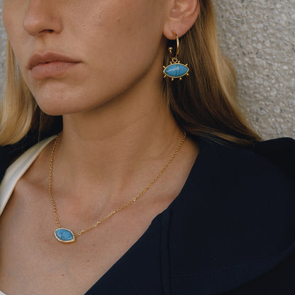 Devil's Eye Titanium Steel Necklace High-end Turquoise Earrings Non-fading Jewelry for Women Stainless Steel Accessories