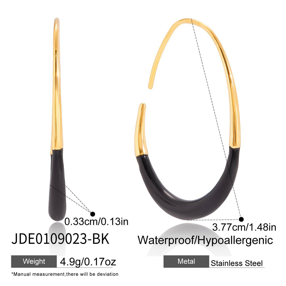 Stainless Steel Oil Drop C-shaped Hoop Earrings Light Luxury High-end Feel Autumn Winter Ear Accessories Titanium Steel Jewelry