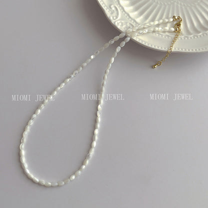 Minimalist Design Natural Shell Bead Necklace for Women Beach Vacation Style Versatile Collarbone Chain