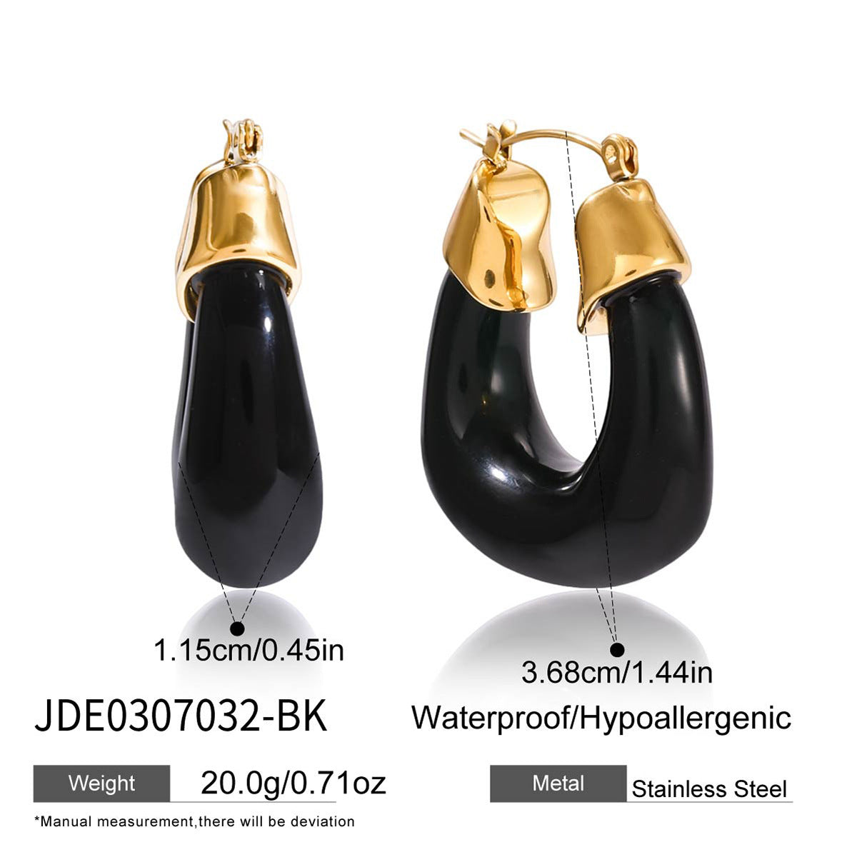 Autumn Winter Resin Chubby Stainless Steel Earrings Niche Light Luxury Hoop Titanium Steel Jewelry for Women with a Sense of Sophistication