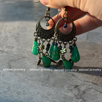 green boho Vintage earring