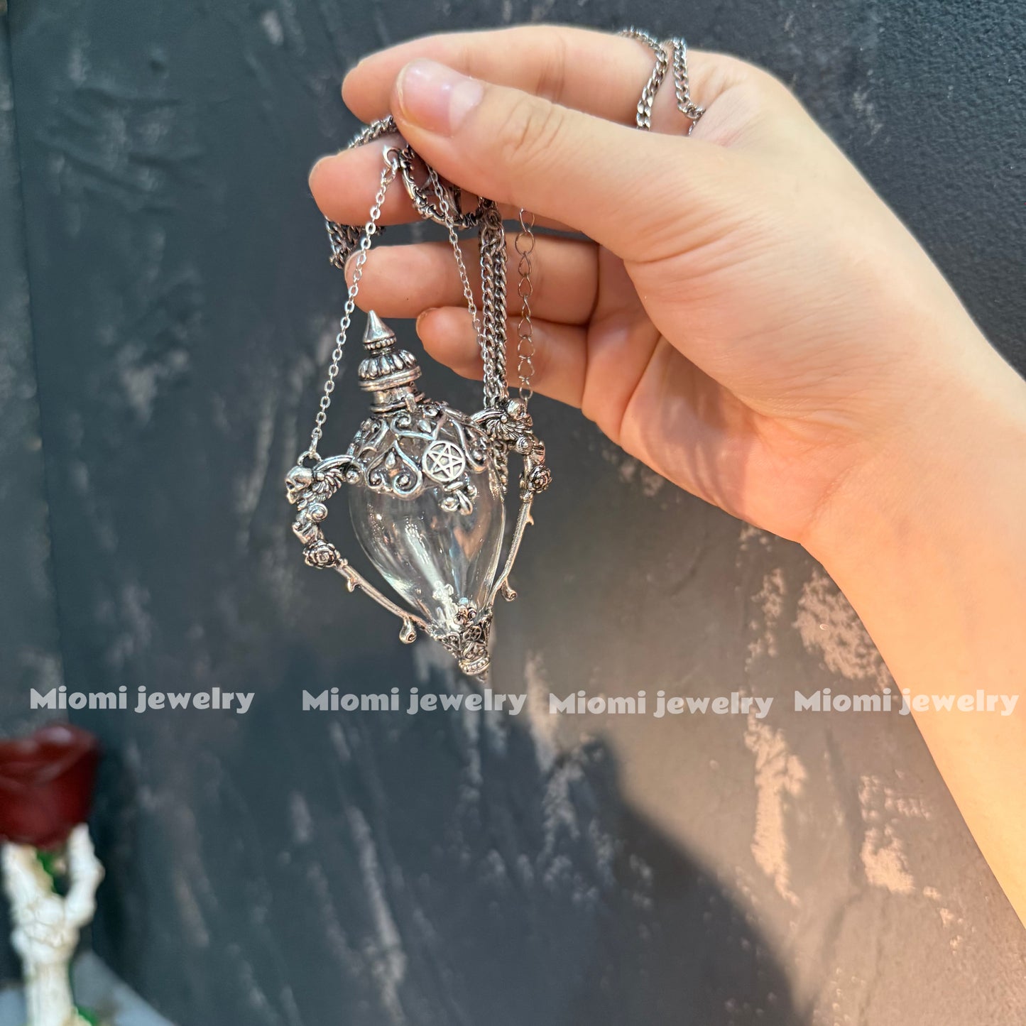 witchy soft gothic Magical bottle necklace🖤