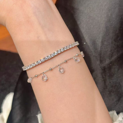 High Carbon Diamond Silver Water Drop Bracelet High-end Simple Fresh Sweet Fairy Water Drop Bracelet