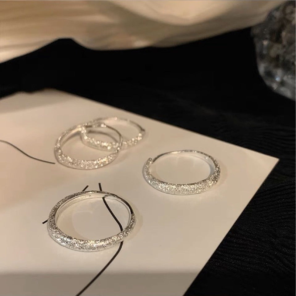 Korean Style Full Body 925 Sterling Silver Hoop Earrings Fashion Ultra Shiny Earrings Studs for Women Flash Sand Craftsmanship Elegant Minimalist Earrings