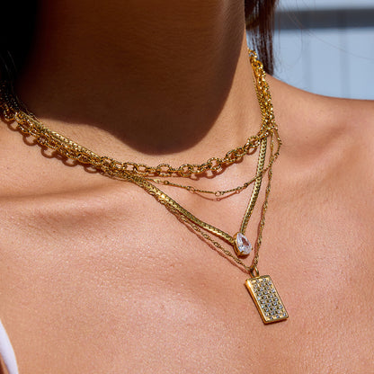 Rhinestone Titanium Steel Necklace Light Luxury High-end Jewelry Non-fading Stainless Steel Accessories for Women Hot Item